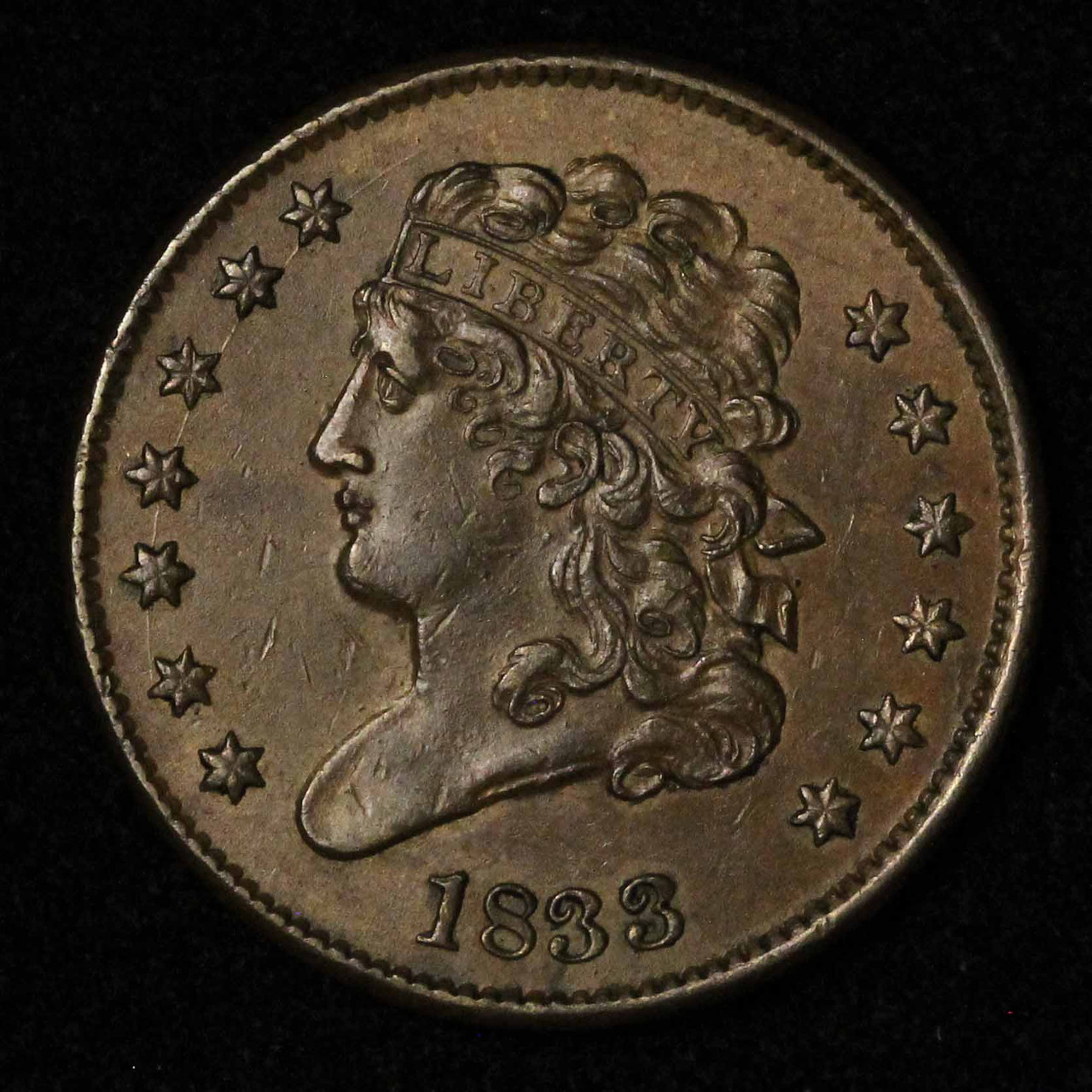 1833 1/2c Classic Head Half Cent - Free Shipping USA - The Happy Coin